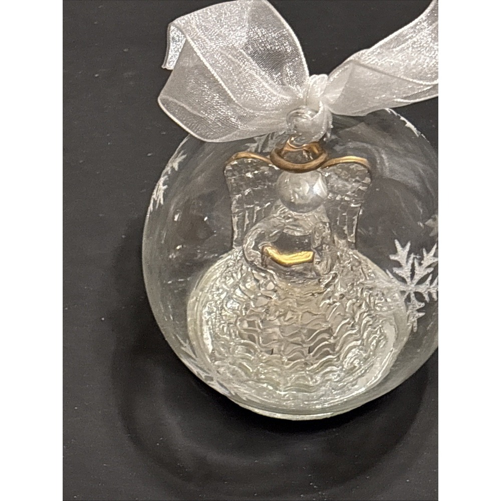 Vintage Sorelle Spun Glass Angel in Globe Ornament Light Up Color Changing LED